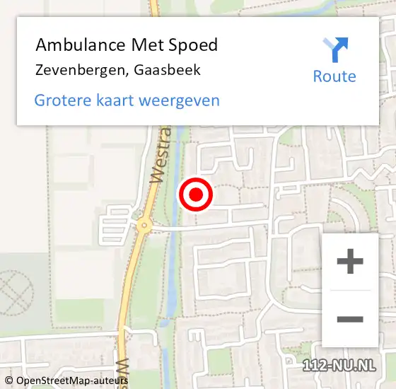 Locatie op kaart van de 112 melding: Ambulance Met Spoed Naar Zevenbergen, Gaasbeek op 5 mei 2019 23:28