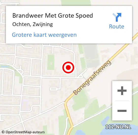 Locatie op kaart van de 112 melding: Brandweer Met Grote Spoed Naar Ochten, Zwijning op 5 mei 2019 23:51