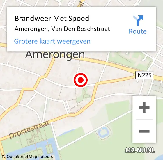 Locatie op kaart van de 112 melding: Brandweer Met Spoed Naar Amerongen, Van Den Boschstraat op 6 mei 2019 02:36