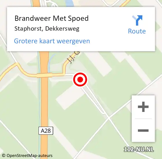 Locatie op kaart van de 112 melding: Brandweer Met Spoed Naar Staphorst, Dekkersweg op 6 mei 2019 03:25