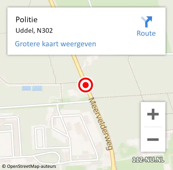 Locatie op kaart van de 112 melding: Politie Uddel, N302 op 6 mei 2019 06:24