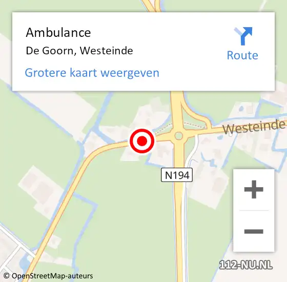 Locatie op kaart van de 112 melding: Ambulance De Goorn, Westeinde op 6 mei 2019 07:35