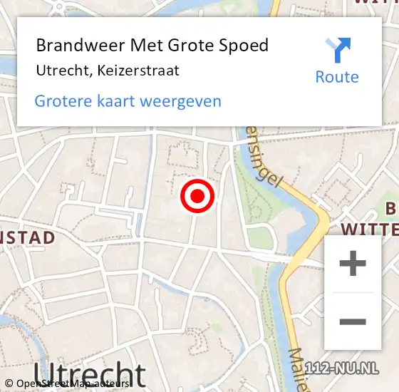 Locatie op kaart van de 112 melding: Brandweer Met Grote Spoed Naar Utrecht, Keizerstraat op 6 mei 2019 10:05