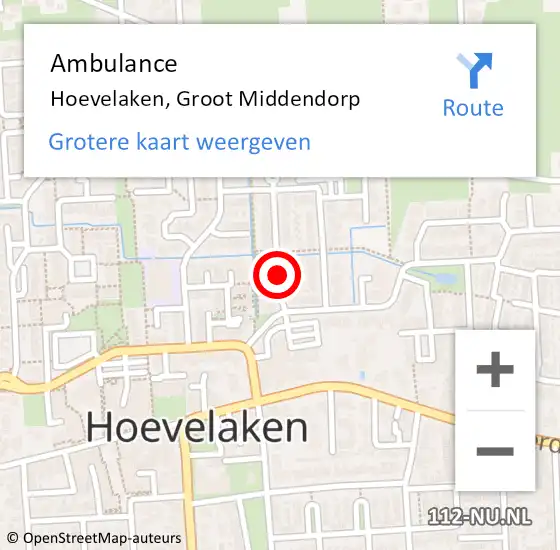 Locatie op kaart van de 112 melding: Ambulance Hoevelaken, Groot Middendorp op 6 mei 2019 10:15