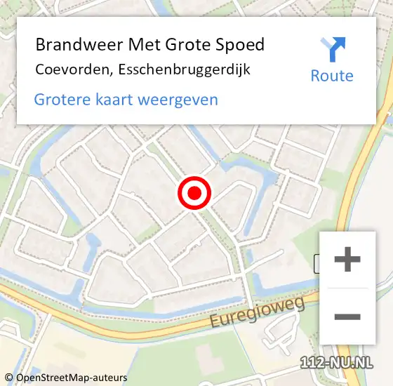 Locatie op kaart van de 112 melding: Brandweer Met Grote Spoed Naar Coevorden, Esschenbruggerdijk op 6 mei 2019 10:44