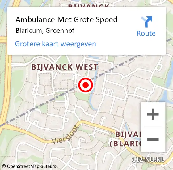 Locatie op kaart van de 112 melding: Ambulance Met Grote Spoed Naar Blaricum, Groenhof op 31 maart 2014 14:55