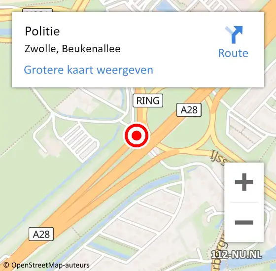 Locatie op kaart van de 112 melding: Politie Zwolle, Beukenallee op 6 mei 2019 13:27