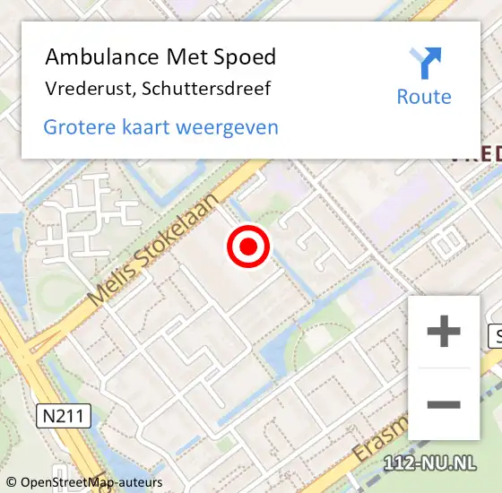 Locatie op kaart van de 112 melding: Ambulance Met Spoed Naar Vrederust, Schuttersdreef op 6 mei 2019 13:40