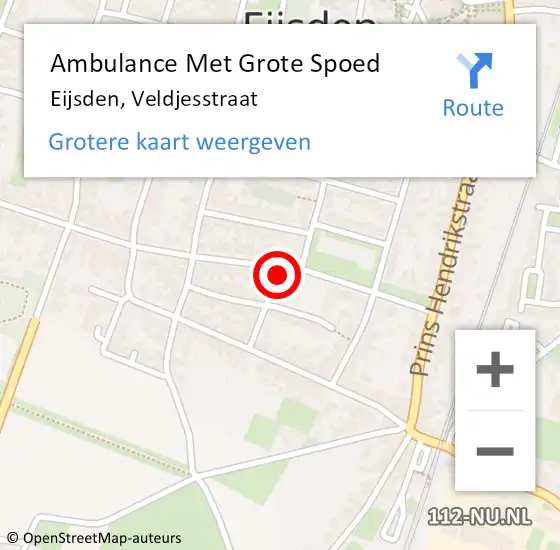 Locatie op kaart van de 112 melding: Ambulance Met Grote Spoed Naar Eijsden, Veldjesstraat op 31 maart 2014 15:00