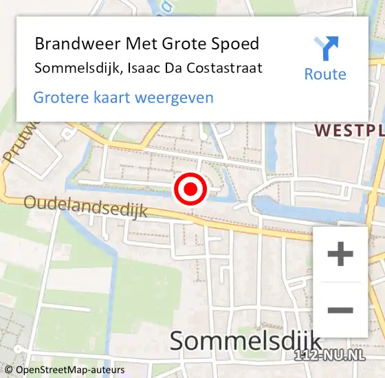 Locatie op kaart van de 112 melding: Brandweer Met Grote Spoed Naar Sommelsdijk, Isaac Da Costastraat op 6 mei 2019 14:39