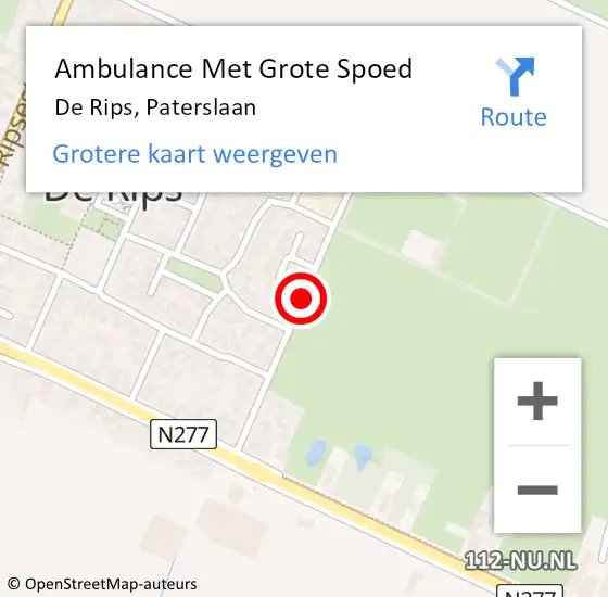 Locatie op kaart van de 112 melding: Ambulance Met Grote Spoed Naar De Rips, Paterslaan op 6 mei 2019 15:06