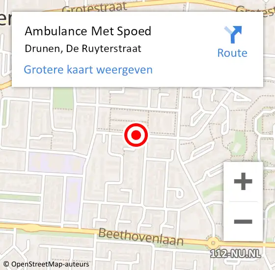 Locatie op kaart van de 112 melding: Ambulance Met Spoed Naar Drunen, De Ruyterstraat op 6 mei 2019 17:10