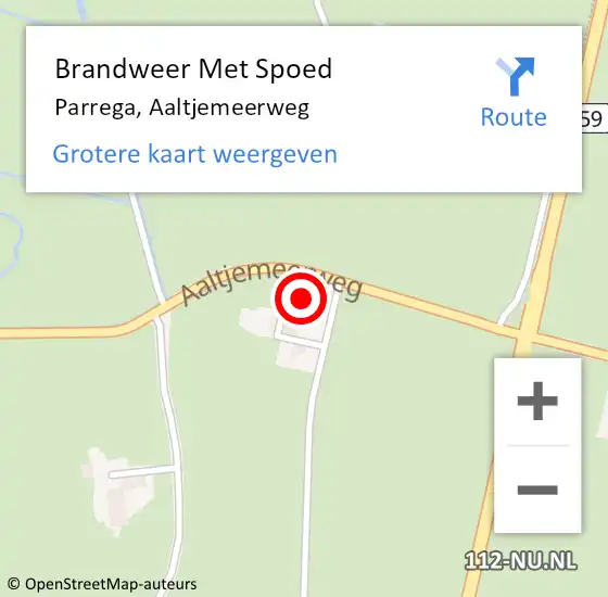 Locatie op kaart van de 112 melding: Brandweer Met Spoed Naar Parrega, Aaltjemeerweg op 31 maart 2014 15:19