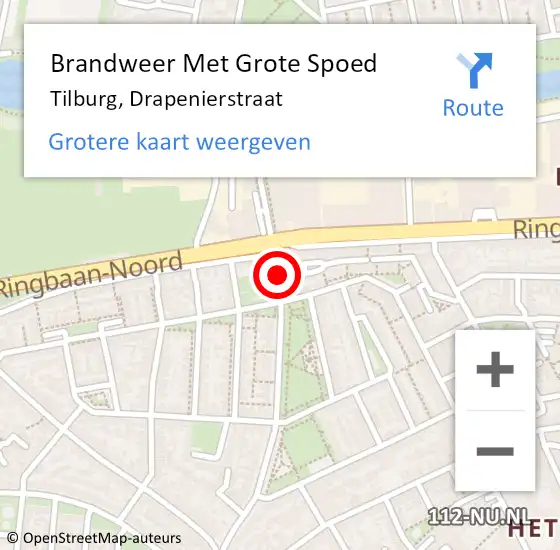 Locatie op kaart van de 112 melding: Brandweer Met Grote Spoed Naar Tilburg, Drapenierstraat op 6 mei 2019 18:05