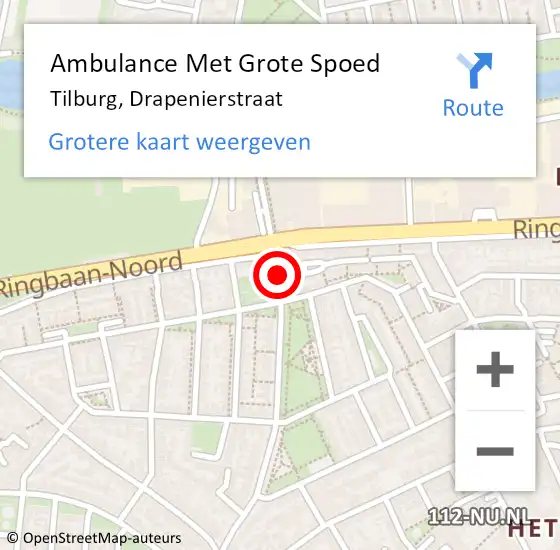 Locatie op kaart van de 112 melding: Ambulance Met Grote Spoed Naar Tilburg, Drapenierstraat op 6 mei 2019 18:06