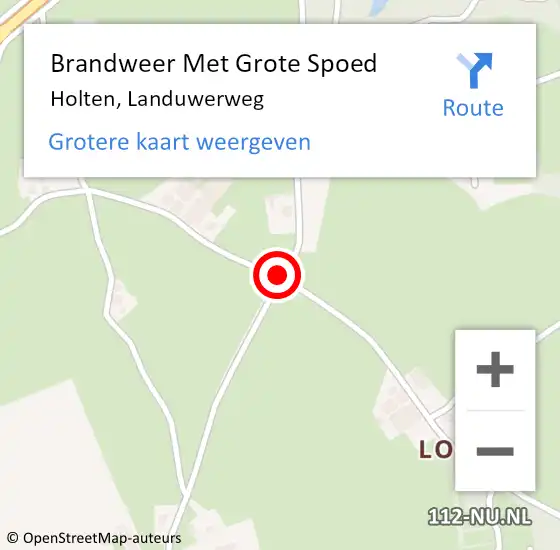 Locatie op kaart van de 112 melding: Brandweer Met Grote Spoed Naar Holten, Landuwerweg op 6 mei 2019 18:40