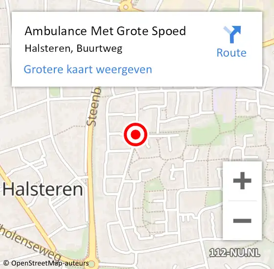 Locatie op kaart van de 112 melding: Ambulance Met Grote Spoed Naar Halsteren, Buurtweg op 6 mei 2019 19:59