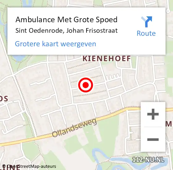 Locatie op kaart van de 112 melding: Ambulance Met Grote Spoed Naar Sint Oedenrode, Johan Frisostraat op 6 mei 2019 20:02