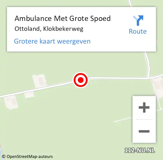 Locatie op kaart van de 112 melding: Ambulance Met Grote Spoed Naar Ottoland, Klokbekerweg op 6 mei 2019 20:11