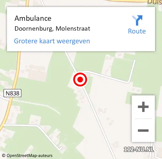 Locatie op kaart van de 112 melding: Ambulance Doornenburg, Molenstraat op 6 mei 2019 20:32