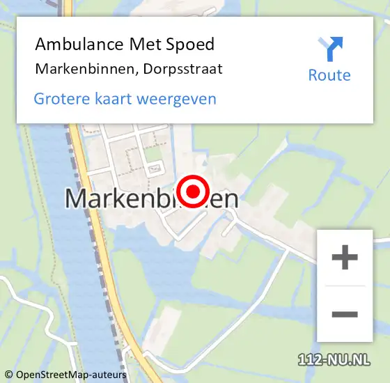 Locatie op kaart van de 112 melding: Ambulance Met Spoed Naar Markenbinnen, Dorpsstraat op 6 mei 2019 21:15