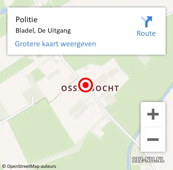 Locatie op kaart van de 112 melding: Politie Bladel, De Uitgang op 6 mei 2019 21:37