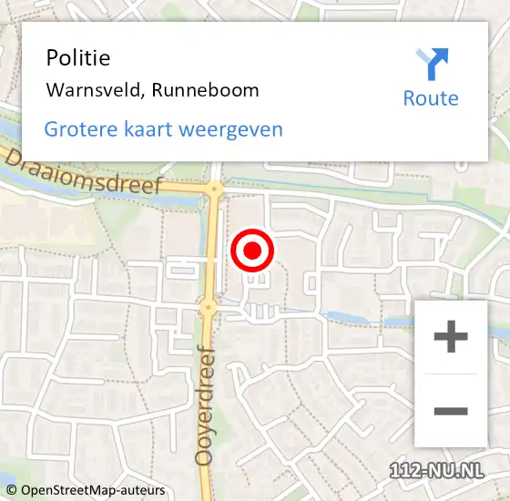 Locatie op kaart van de 112 melding: Politie Warnsveld, Runneboom op 6 mei 2019 21:55