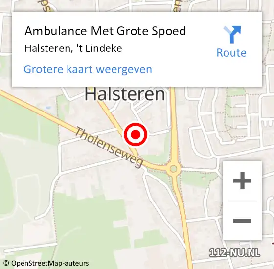 Locatie op kaart van de 112 melding: Ambulance Met Grote Spoed Naar Halsteren, 't Lindeke op 6 mei 2019 22:14