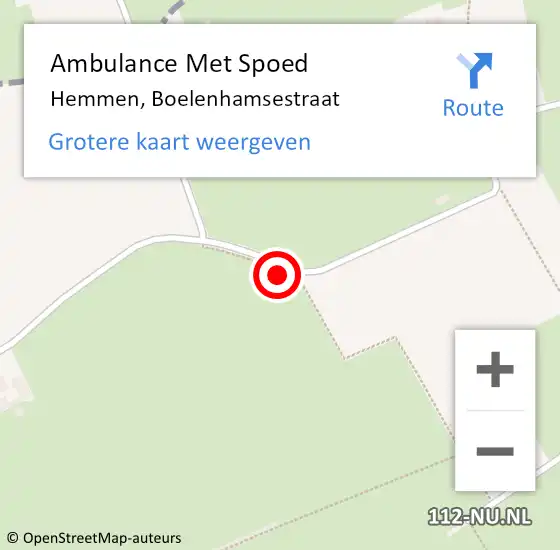 Locatie op kaart van de 112 melding: Ambulance Met Spoed Naar Hemmen, Boelenhamsestraat op 6 mei 2019 22:40