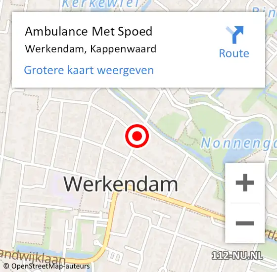 Locatie op kaart van de 112 melding: Ambulance Met Spoed Naar Werkendam, Kappenwaard op 6 mei 2019 23:19