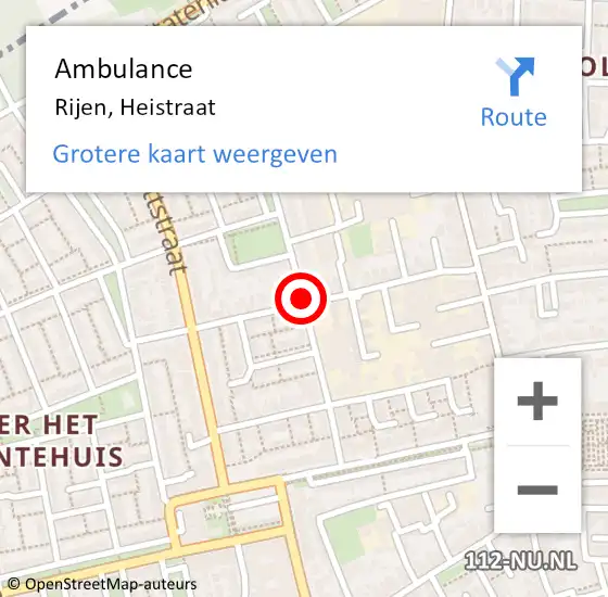 Locatie op kaart van de 112 melding: Ambulance Rijen, Heistraat op 6 mei 2019 23:27