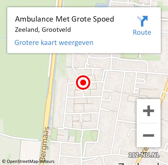 Locatie op kaart van de 112 melding: Ambulance Met Grote Spoed Naar Zeeland, Grootveld op 7 mei 2019 00:28