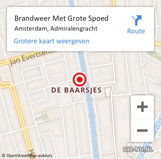 Locatie op kaart van de 112 melding: Brandweer Met Grote Spoed Naar Amsterdam, Admiralengracht op 7 mei 2019 00:34
