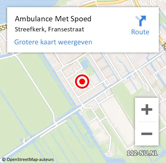 Locatie op kaart van de 112 melding: Ambulance Met Spoed Naar Streefkerk, Fransestraat op 7 mei 2019 03:04