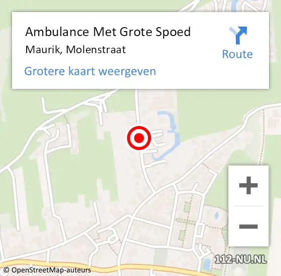 Locatie op kaart van de 112 melding: Ambulance Met Grote Spoed Naar Maurik, Molenstraat op 7 mei 2019 06:02