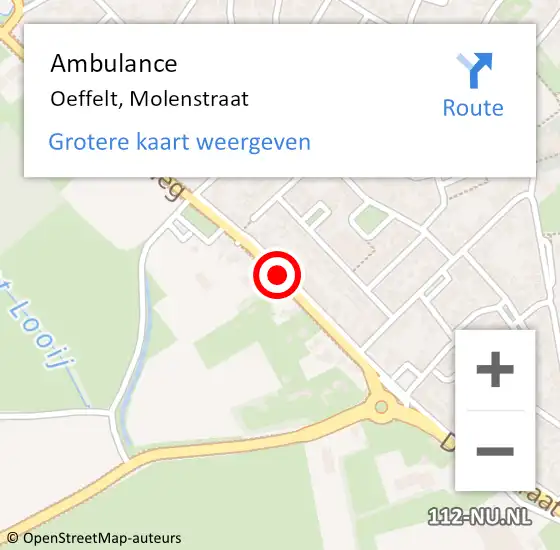 Locatie op kaart van de 112 melding: Ambulance Oeffelt, Molenstraat op 7 mei 2019 07:31