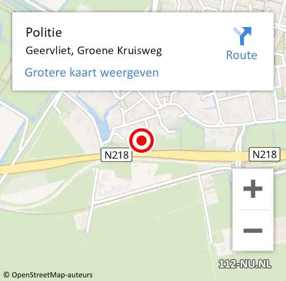 Locatie op kaart van de 112 melding: Politie Geervliet, Groene Kruisweg op 7 mei 2019 07:43