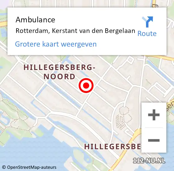 Locatie op kaart van de 112 melding: Ambulance Rotterdam, Kerstant van den Bergelaan op 7 mei 2019 08:41