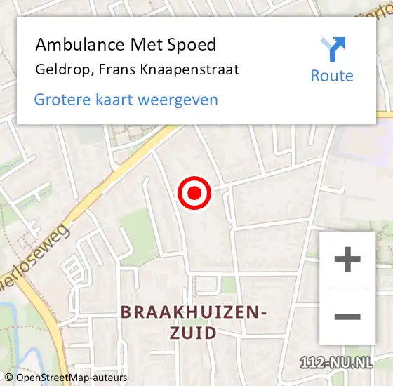 Locatie op kaart van de 112 melding: Ambulance Met Spoed Naar Geldrop, Frans Knaapenstraat op 7 mei 2019 08:56