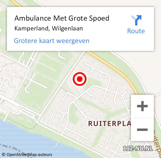 Locatie op kaart van de 112 melding: Ambulance Met Grote Spoed Naar Kamperland, Wilgenlaan op 7 mei 2019 09:20