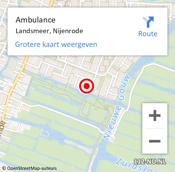 Locatie op kaart van de 112 melding: Ambulance Landsmeer, Nijenrode op 7 mei 2019 09:53