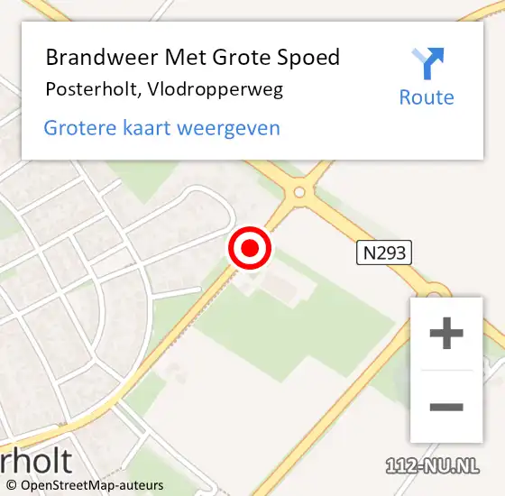 Locatie op kaart van de 112 melding: Brandweer Met Grote Spoed Naar Posterholt, Vlodropperweg op 7 mei 2019 10:09