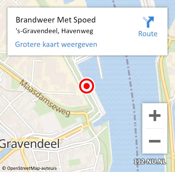 Locatie op kaart van de 112 melding: Brandweer Met Spoed Naar 's-Gravendeel, Havenweg op 7 mei 2019 10:37