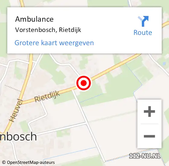 Locatie op kaart van de 112 melding: Ambulance Vorstenbosch, Rietdijk op 7 mei 2019 11:23