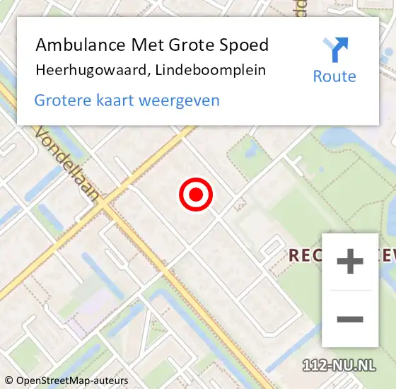 Locatie op kaart van de 112 melding: Ambulance Met Grote Spoed Naar Heerhugowaard, Lindeboomplein op 7 mei 2019 12:25