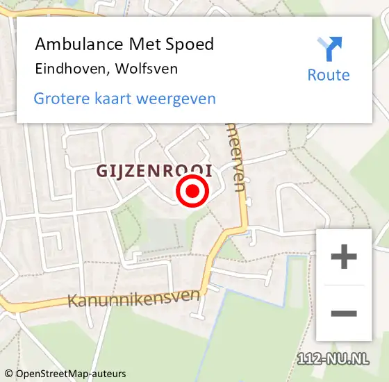 Locatie op kaart van de 112 melding: Ambulance Met Spoed Naar Eindhoven, Wolfsven op 7 mei 2019 13:01
