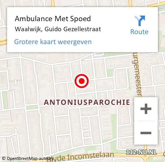 Locatie op kaart van de 112 melding: Ambulance Met Spoed Naar Waalwijk, Guido Gezellestraat op 7 mei 2019 13:05