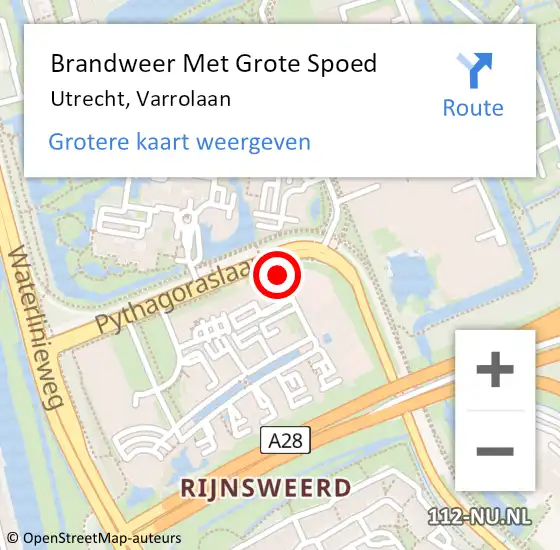 Locatie op kaart van de 112 melding: Brandweer Met Grote Spoed Naar Utrecht, Varrolaan op 7 mei 2019 13:07