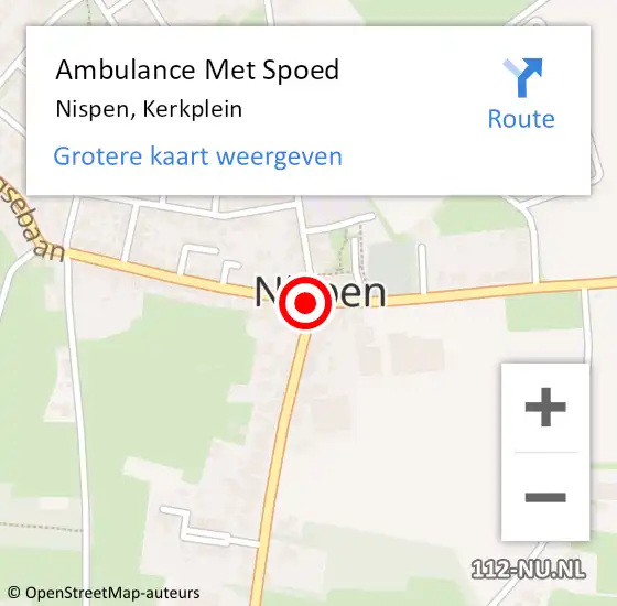Locatie op kaart van de 112 melding: Ambulance Met Spoed Naar Nispen, Kerkplein op 7 mei 2019 13:58