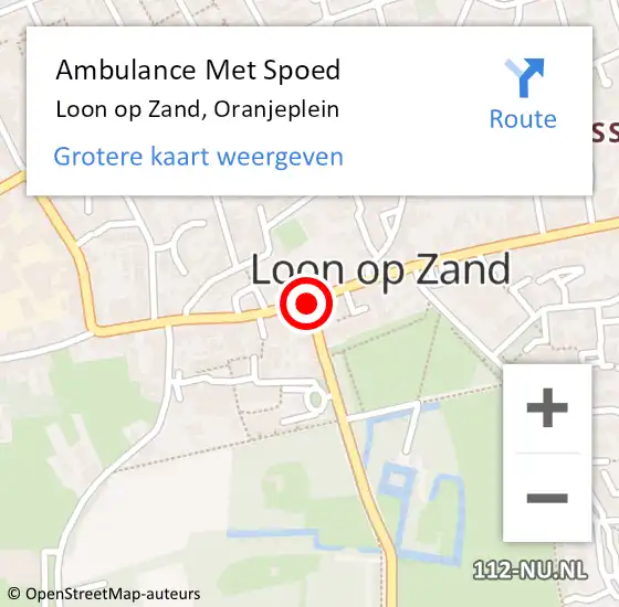 Locatie op kaart van de 112 melding: Ambulance Met Spoed Naar Loon op Zand, Oranjeplein op 7 mei 2019 14:42